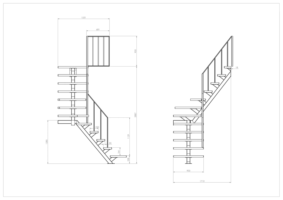 Individuaaltellimusel trepi loomise protsess 3D skaneerimise abil. — 4. Tootmisjooniste valmistamine: